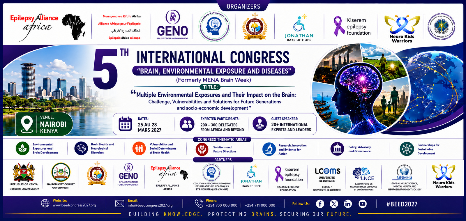 Affiche officielle du Congrès BEED 2027 avec les informations de l’événement, les organisateurs et les partenaires